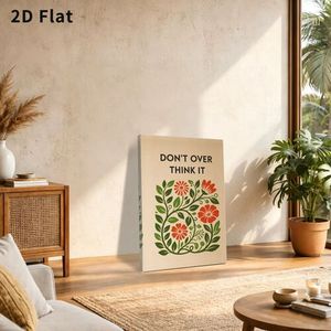 Don't Over Think It - Arte de pared en lienzo floral, impresión minimalista, rectangular, beige, sin marco, tamaño mediano - Product Image 5