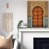 Homedecor Nordic Toile Impression Architecture Poster Porte Marocaine Murale Vintage Décoration Musulmane Art Mural Image Cadre Acrylique