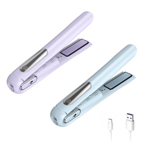 JAYSUNNY 2 in 1 Cordless Portable Ceramic Flat Iron Negative Ion <strong>Mini</strong> Wireless Usb Rechargeable <strong>Hair</strong> <strong>Straightener</strong> - Product Image 1