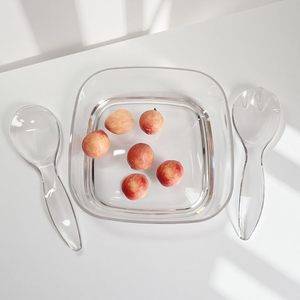 Grand bols de service et de mélange pour salade en acrylique transparent Kitchen Party avec fourchettes et cuillères - Product Image 4