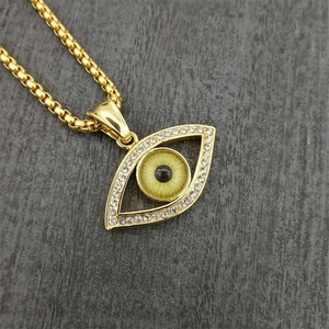 Popular Design Gold Plated Jewelry Stainless Steel Crystal Jewelry Rhinestone Evil Eye Pendant <b>Necklace</b> - Product Image 6