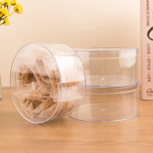Boîte de rangement ronde en plastique transparent avec couvercle, empilable, pour biscuits, collations, desserts - Product Image 1
