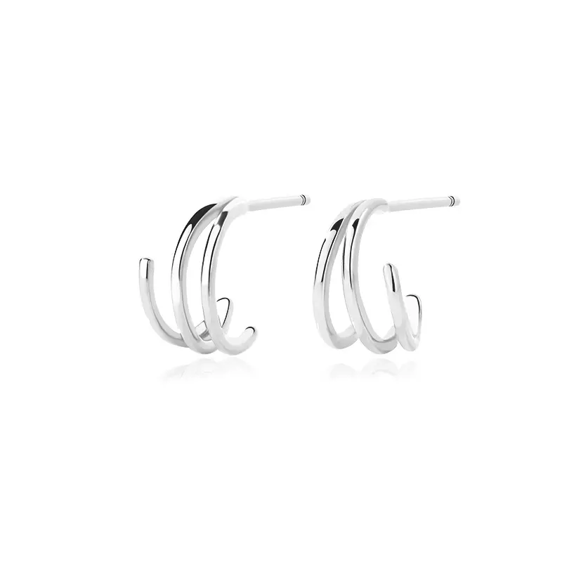 Bijoux de mode minimalistes en argent européen 925 Boucles d'oreilles créoles en cercle torsadé plaqué or 18 carats pour femmes