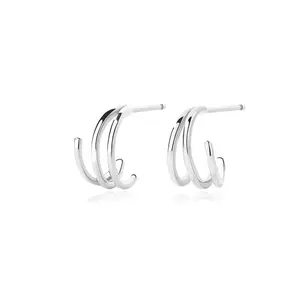 Twisted Hoop Earrings Minimalist European Silver 925 Fashion Jewellery 18K Gold Plated Twisted Circle Wave Hoop Earrings For Women