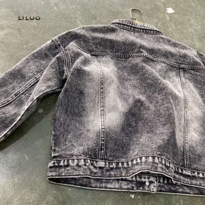 Nouvelle mode de <span class=keywords><strong>veste</strong></span> <span class=keywords><strong>en</strong></span> <span class=keywords><strong>jean</strong></span> pour femmes, manches longues, bouton ample, revers court, sauvage, décontractée, <span class=keywords><strong>veste</strong></span> <span class=keywords><strong>en</strong></span> <span class=keywords><strong>jean</strong></span> noire décolorée au soleil - Product Image 4