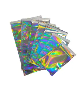 패션 사용자 정의 로고 광택 금속 알루미늄 호일 가방 홀로그램 레이저 폴리 우편물 배송