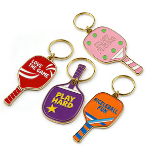 Llavero creativo de pala de pickleball de aleación de zinc metálica con esmalte multicolor, personalizado con bola de plástico para colgante de bolsa deportiva - Product Image 2