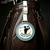 Étiquette de sac de golf en alliage de zinc de haute qualité, personnalisable avec logo métallique, durable, pour bagages de voyage, accessoire de golf en gros