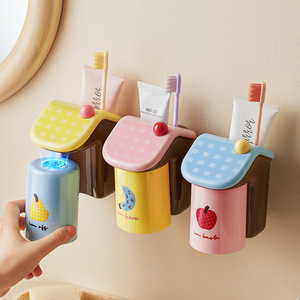 Chunzao <b>Toothbrush</b> Cup <b>Holder</b> Wall Mounted <b>Suction</b> Cup Plastic With Lid For Bathroom Storage - Product Image 1