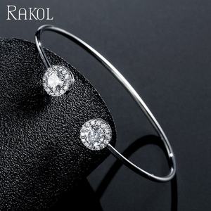 RAKOL BP2195 New 2025 Gold-Plated <b>Crystal</b> Round Zircon Cuff Wedding Dubai Women Bride Gold <b>Bracelet</b> - Product Image 5