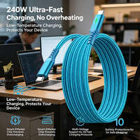 Câble de charge rapide USB-C vers USB-C 240W 6A 480Mbps en nylon tressé avec puce E-Marker pour iPhone 15 17 Pro Max, testé plus de 10 000 plis