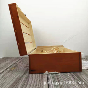 Caja de vino doble de madera maciza de pino, rectangular, hecha a mano, para bebidas - Product Image 2