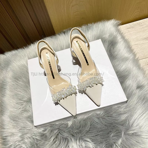 <b>Closed</b> Point <b>Toe</b> Transparent Crystal Rhinestone Heels for Ladies Wholesale Bridal Wedding High Heels <b>Sandals</b> - Product Image 5