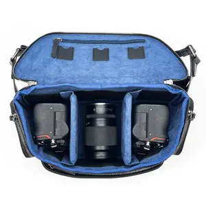 Custom Fashion Waterproof Black Microfiber Leather Dslr Lens Accessories Fanny Pack Waist Belt Camera Bags For Photography