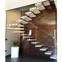 DAIYA balustres en fer forgé pour escaliers avec escalier flottant en verre balustrade main courante latérale