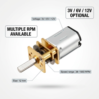 Moteur à engrenages micro DC 12 mm N20 N30 N10 3V 6V 12V 100-12100 tr/min, faible bruit, boîte de vitesses métallique, mini-moteur de réduction pour ventilateur de maison intelligente