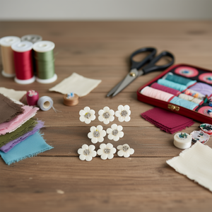 Applicazione Floreale Bianca Ilan Flores 2,5cm 8 Pezzi per Decorazioni Artigianali - Product Image 3