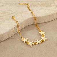 Parure de bijoux style océan avec étoile de mer et coquillages, étanche, en acier inoxydable, collier et bracelet, cadeau bohème pour femme pour fête sur la plage