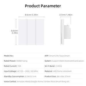 Interruptor de Pared Inteligente WiFi Zigbee Tuya LangYeao, Estándar Europeo Tipo 86, Interruptor Táctil con Luz Ambiental de 10A, Compatible con <span class=keywords><strong>Alexa</strong></span> y <span class=keywords><strong>Google</strong></span> Home - Product Image 6