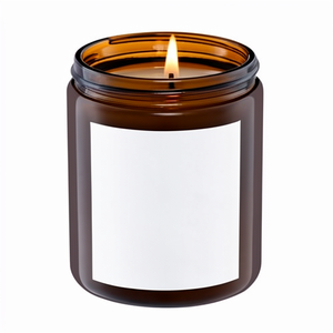 Bougie personnalisée aux huiles essentielles naturelles et biologiques 200g, hydratante et nourrissante, pour l'aromathérapie et la relaxation (Ambré Vanille) - Product Image 1