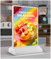 Boîte lumineuse de table LED rechargeable double face A4 - Support d'affichage en acrylique pour restaurant et bar