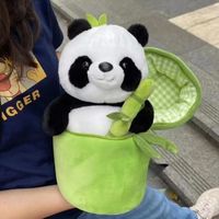Peluches Panda en bambou avec jouets créatifs 2 en 1, peluche Panda en bambou, jouet en peluche doux, cadeaux pour enfants, filles et garçons (Panda dans le bambou)