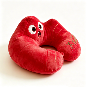 Customized Cherry Fruit Plush Travel Pillow,Cartoon Cherry Character U, <b>Neck</b> <b>Cushion</b> Lovely Embroidered ,Cherry Plush <b>Neck</b> Rest - Product Image 5