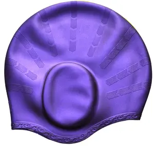OEM Adult Long Hair Wasserdichte Schwimmbad kappe Ohr schützen große Silikon Tauchhut