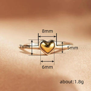 T0101 Anello a Forma di Cuore in Argento Placcato Oro con Incastonatura a Castone, Gioiello Unisex per Uso Quotidiano - Product Image 4