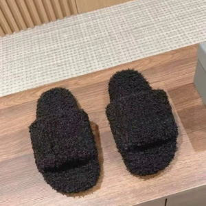 Chaussons de luxe pour hommes et femmes, pantoufles à plateforme, pantoufles fourrées avec broderie, chaussures chaudes - Product Image 4