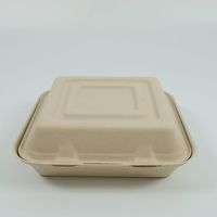 Boîte à lunch jetable biodégradable et compostable de 9 pouces, 3 compartiments, en bagasse, pour plats à emporter