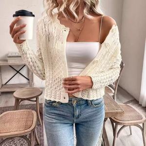 Suéter Cárdigan Casual de Invierno para <span class=keywords><strong>Mujer</strong></span>, 100% Algodón, Diseño Sólido Tejido con Cierre <span class=keywords><strong>Cruzado</strong></span> en la Parte Delantera, Colores en Contraste - Product Image 5