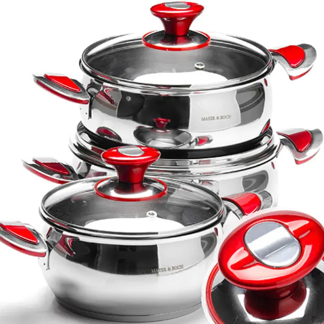 Redberry Cooking Pots Pink Cookware Sets 6 piece Set Cookware 3 piece 9pcs Stainless Steel Cookware Set