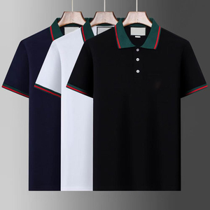 <b>Top</b>-quality casual fashion 100% cotton breathable <b>checkered</b> collar Gu cci summer polo shirt for men - Product Image 1