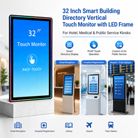Monitor Táctil Capacitivo de Marco Abierto Vertical de 32 Pulgadas con Bisel Iluminado por LED RGB, Garantía de 1 Año para Kiosco de Información y Señalización Digital