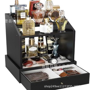 Wooden Perfume <b>Storage</b> <b>Box</b> With <b>Drawers</b> Multi Layer Cosmetics Organizer Solid Wood Watch Jewelry <b>Storage</b> Desktop <b>Drawer</b> - Product Image 1