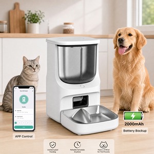 Distributeur de nourriture pour animaux de compagnie avec double compartiment, Wifi, application de contrôle à distance, portions programmées, pour chats et chiens - Product Image 3