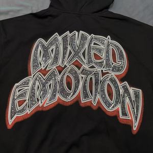Sweat-shirt à capuche pour homme de <span class=keywords><strong>marque</strong></span> de créateur, motif imprimé MIXED EMOTION avec diamants, fermeture éclair, style streetwear - Product Image 3