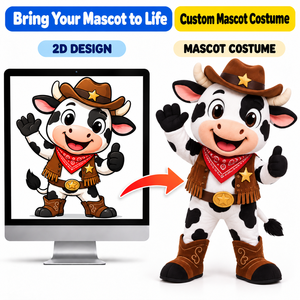 Costume de Mascotte de Vache <span class=keywords><strong>Cowboy</strong></span> Personnalisé OEM ODM, Tenue de Personnage Animalier de Ferme Western, Vente Directe Usine pour Événements et Promotions de Marque - Product Image 1