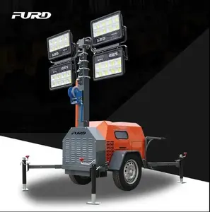 7m direk manuel dizel jeneratör mobil 400w * 4 led ışık kule 10kw jeneratör ile