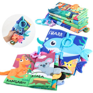 Libro de tela para bebé de educación temprana dinosaurio inglés <span class=keywords><strong>Ocean</strong></span> Palm suave resistente al desgarro papel Animal cola caja de regalo para los más pequeños - Product Image 3