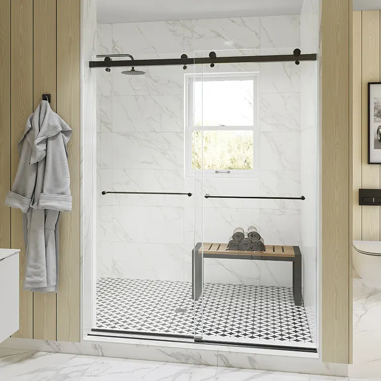 Service DDP nouveau design salle de bain sans cadre en verre double porte de douche coulissante