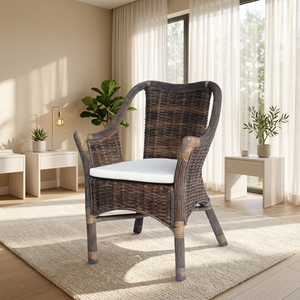 <b>Modern</b> Handmade Rattan Living Room <b>Chair</b> Solid Back Foam Cushion Contemporary Leisure <b>Chair</b> for Home Furniture - Product Image 1