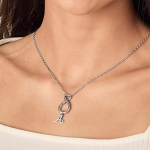 Collier porte-breloque interchangeable en argent sterling 925, symbole d'amour infini - Product Image 4
