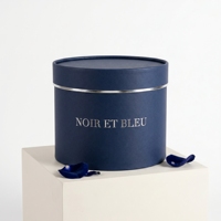 Boîte à fleurs ronde personnalisée de qualité supérieure, emballage en papier rond avec corps bleu marine, logo argenté pour cadeau floral de mariage