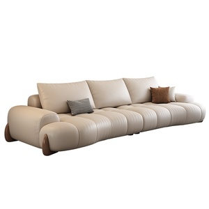 Divano in Vera Pelle Stile Retrò, Pelle Bovina di Prima Qualità, per Piccoli Appartamenti, Soggiorno Moderno e Semplice, Tre Posti in Linea Retta, Stile Italiano - Product Image 4