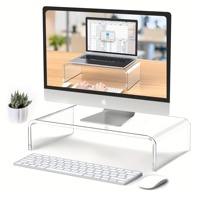 Soporte Ergonómico Transparente de Acrílico para Monitor y Portátil - Elevador Blanco Elegante para iMac, MacBook y Todos los Portátiles, Decoración para Oficina en Casa