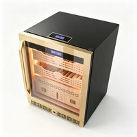 Humidor à cigares avec contrôle constant de la température et de l'humidité, tiroirs en bois de cèdre espagnol, affichage LED, serrure antivol, finition noire