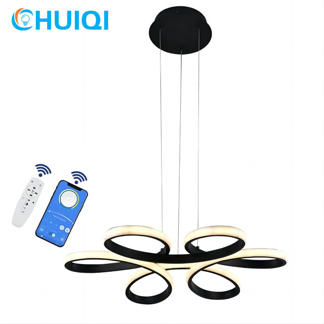 HUIQI Smart Hanging Decorative Ceiling Ring Chandelier Lamp Modern Living Room Acrylic Design Led Pendant Light
