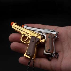 Llavero de Pistola Beretta M92 Dorada de 7.3 cm, Llavero de Madera, Modelo de Pistola de Metal, Mini Pistola de Juguete para Adultos - Product Image 1